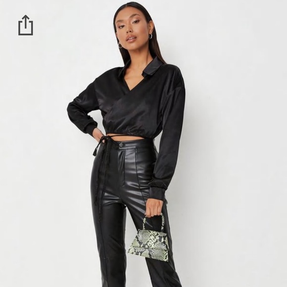 NWOT Satin Wrap Crop Top - Picture 1 of 3